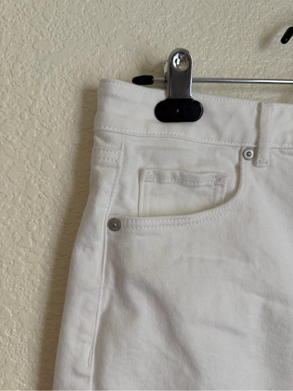 LOFT Fresh Cut Denim Jean Raw Hem Mini Skirt 8 White - Picture 5 of 9